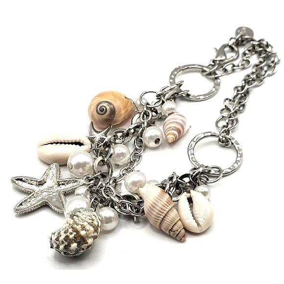 Beach Bohemian Chunky Shell Necklace Bracelet Convertible Jewlery 18in - Picture 5 of 5